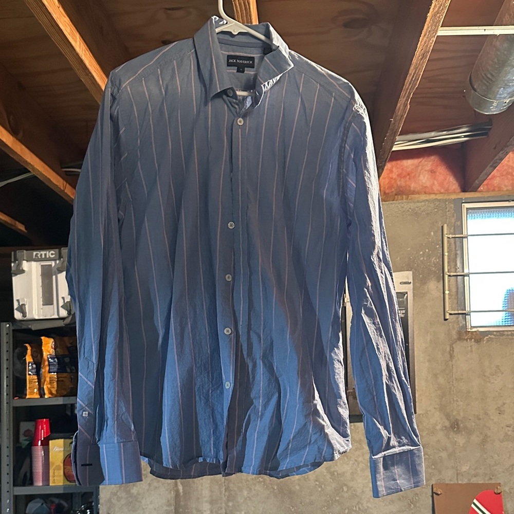 Men's Blue Striped Casual Shirt